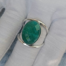 Sterling Silver Green Ruby Gemstone Ring Handmade Statement Jewelry For Gift