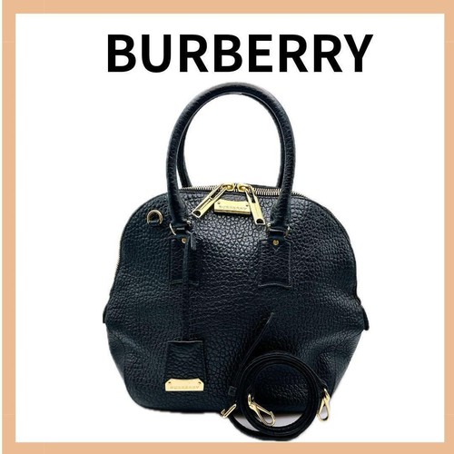 BURBERRY leather 2WAY handbag shoulder bag black large capacity