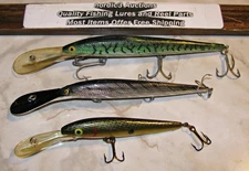 3 Spoonbill Minnows 3 Sizes Two Rebel and One Unknown Bass Walleye Lures *O25-17