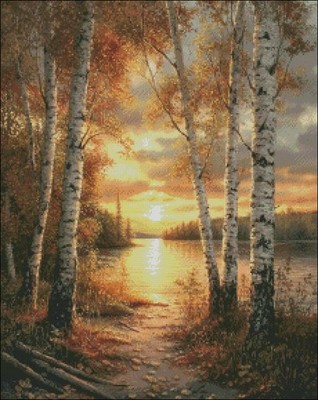 Birch Sunset 1 - Counted Cross Stitch Kits Needlework Embroidery DIY