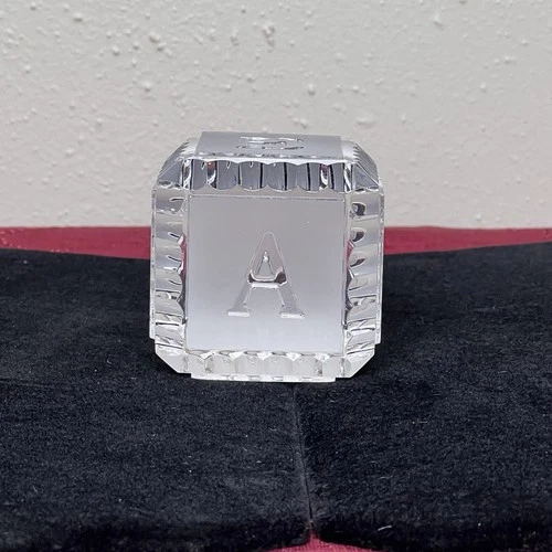 Waterford Crystal Glass Baby Block Paperweight Alphabet Letters Clear & Frosted