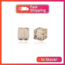 24pcs Adabele Austrian 6mm Faceted Cube Crystal Loose Beads Silver Champagne Com