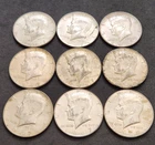 Lot of 9 • 1967 Kennedy Half Dollars • 40% Silver • Circulated • X161