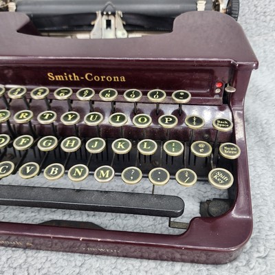 Vintage Flat Top Smith Corona 1930's Maroon Typewriter and