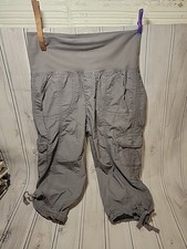 Calvin Klein Performance Quick Dry Cargo Capri High Waist Womens Grey Size Lg