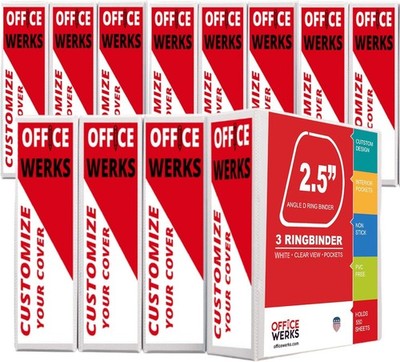 Office Werks 3 Ring Binder, Professional D Ring 2.5 Inch, 12 Presentation Fol...