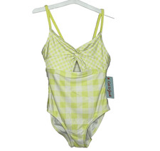 Cat  Jack Girls Gingham Check UPF 50 One-Piece Swimsuit Green Medium 8 NEW 