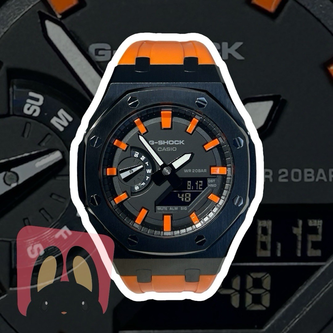 Casio G-SHOCK GA-2100-1BPS Watch * Orange/Black/Orange CasiOak Mod