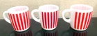 3 Vintage HAZEL ATLAS *RED CANDY STRIPE* Milk Glass Coffee Mug C13