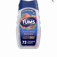 Ultra Strength Antacid Chewable Tablets Assorted Berries 72 Tabs By Tums