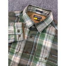 Eddie Bauer Travex Ultimate Expedition Flex Flannel Shirt Mens S Green Plaid