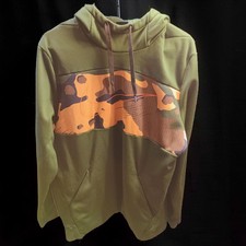 Nike Dri-FIT Men's Large Hooded Sweatshirt Camo Orange Green Pockets