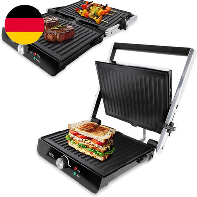 ADE Kontaktgrill 2.000 Watt | Elektrogrill Für Balkon | Sandwichmaker 3 in 1 | T