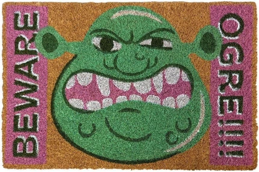 SHREK BEWARE OGRE!!!! OFFICIAL DOORMAT 60 X 40 CM COIR PVC BACK MAT PYRAMID