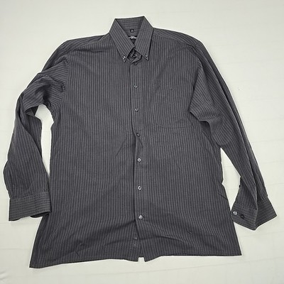 Engbers Herrenhemd Grau Gestreift   Langarm   Größe M (39/40)   Button-Down-Krag
