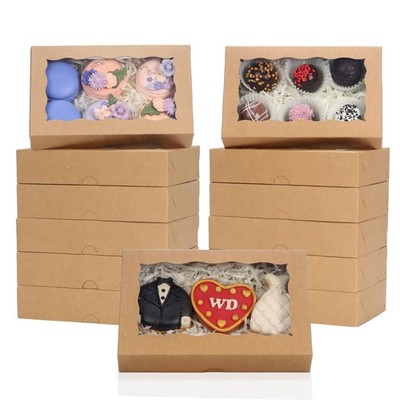 50 PCS Brown Bakery Cookie Treat Boxes 7x4 3/8x1 Inch Chocolate Packaging