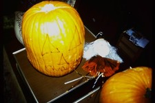 1990 Halloween Jack-o'-Lantern Pumpkin Carving Fairy Doll 35mm Slide