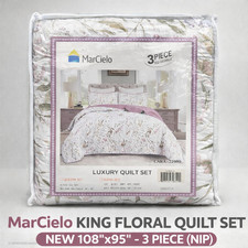 King Floral Quilt Set 3-Piece 108"x95" New in Package