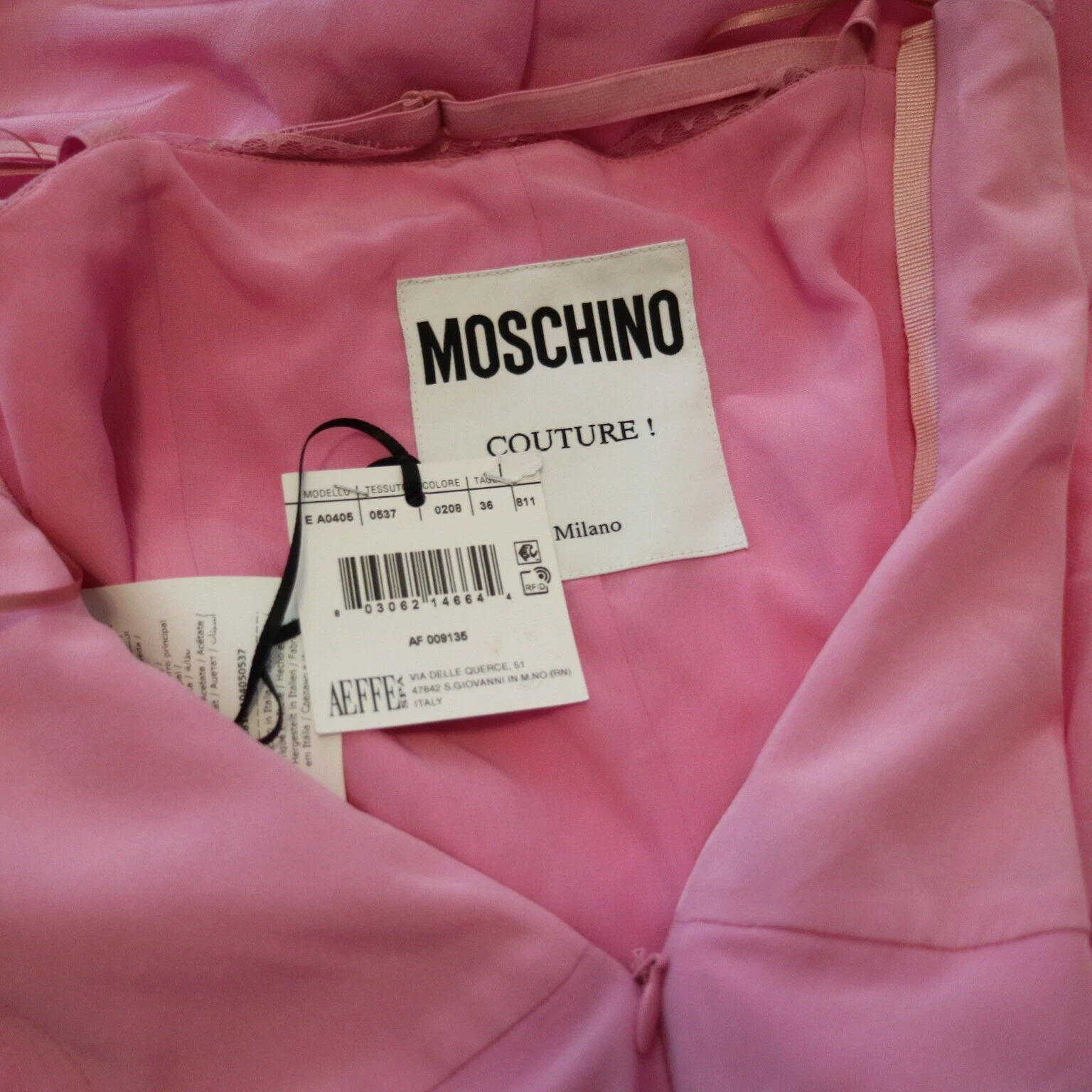 Abito Moschino Couture rosa slip lunghezza ginocchio nuovo con etichetta taglia:2