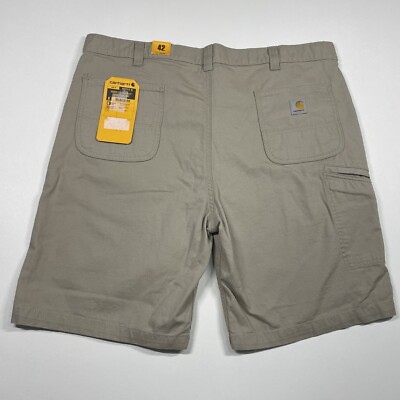 Carhartt Shorts Men 42 Beige Rugged Flex Relaxed Fit Canvas Work MEASURES 43 NEW