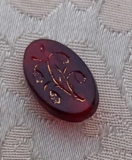 RARE VICTORIAN GLASS BUTTON ENGRAVED 19TH CENTURY