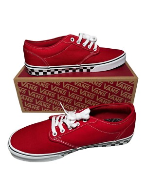 VANS Atwood Checker Sidewall Skater Sneakers Mens 11 RED Laced VN0A5HTRRED Shoes Mens Vans Atwood Checker Sidewall Shoe VN0A5HTRRED - Red  main image 2