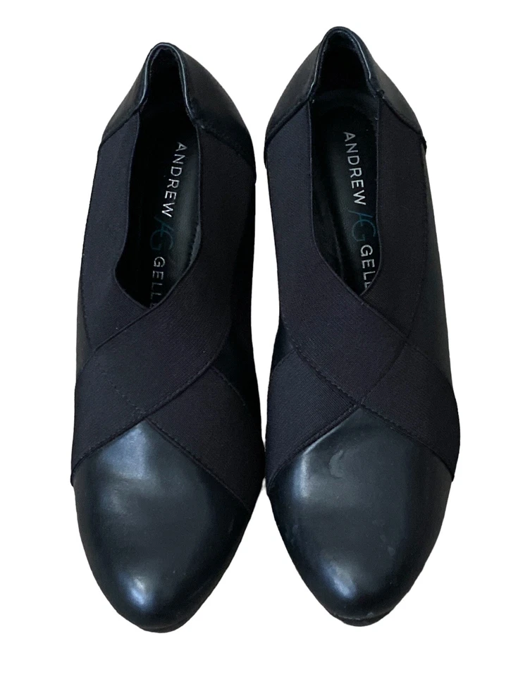 ANDREW GELLER Womens Size 6 M Black Pull On Faux Leather Kell Bootie Shoes - Image 2 of 4