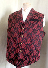 VATPAVE Formal Steampunk Burgundy Brocade Vest Lapels Sz2XL 49 
