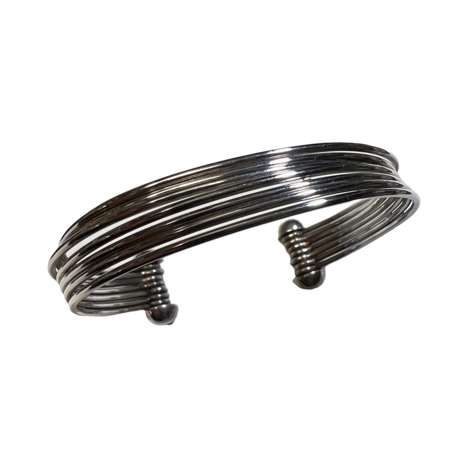 Sterling Silver Seven Stack Cuff Bracelet Size 7 - image 1