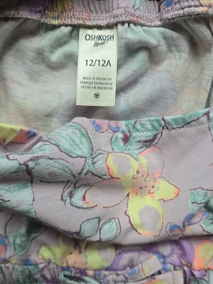 Osh Kosh ~ Girls' Size 12 ~ Purple Floral ~ Elastic Waist ~ Sleeveless Sun Dress - Image 3 of 4