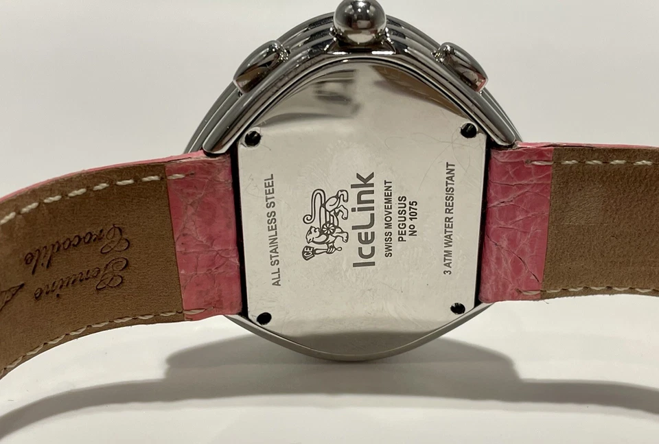 Роскошные швейцарские часы IceLink Pink Pegasus — бриллиантовый акцент — бесплатная доставка! - Изображение 4 из 4