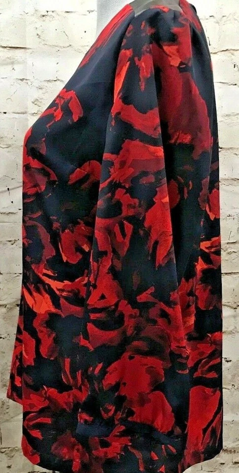 MERONA женщин большой красный черный дизайнер туника VDay легкий верхний GUC - Изображение 2 из 4