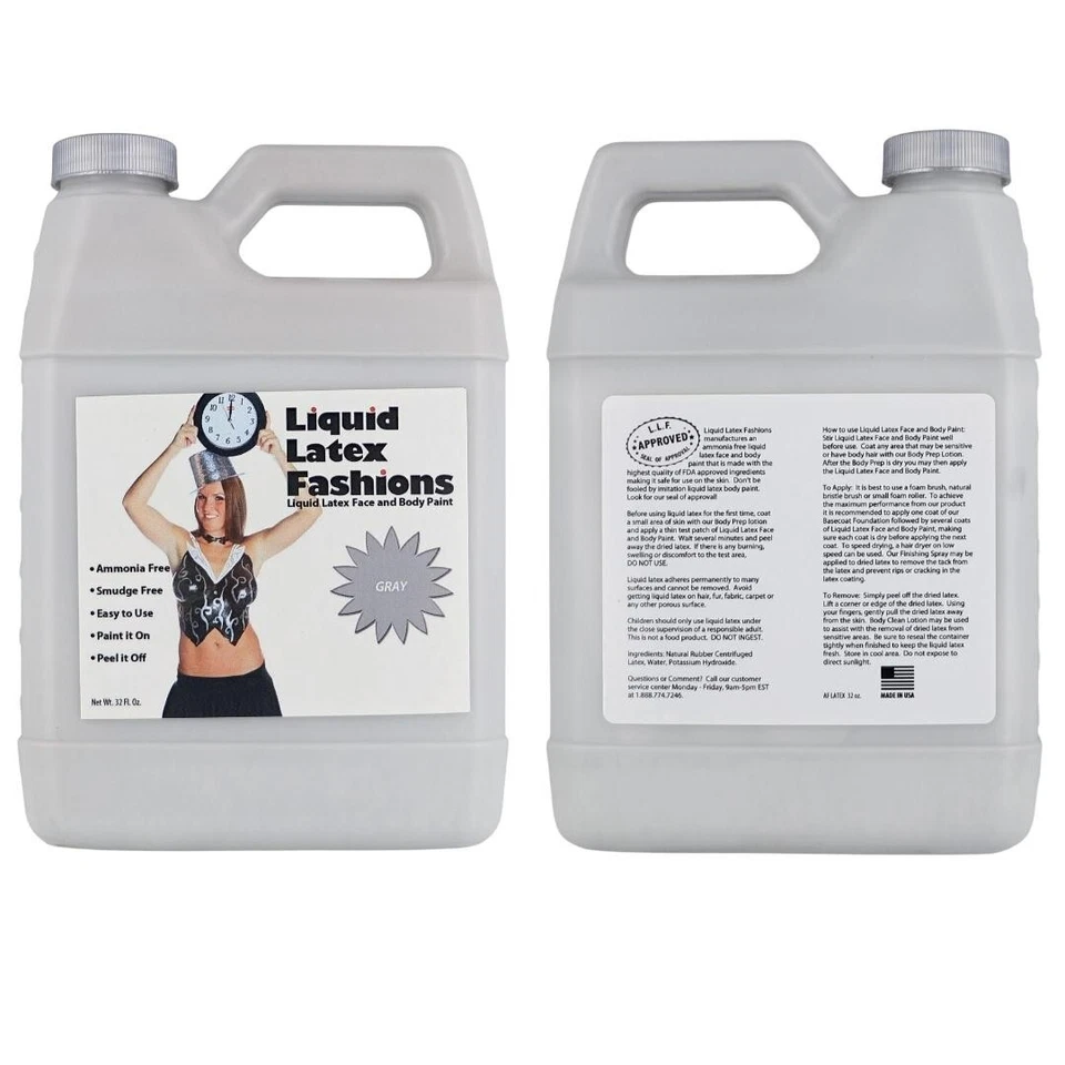 Cinza 32 Fl Oz - Tinta líquida de látex para rosto e corpo para cosplay, Halloween, festas - Imagem 2 de 4