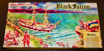 ORIGINAL AURORA FAMOUS FIGHTERS KIT NO 210 ''BLACK FALCON'' PIRATE SHIP 1956