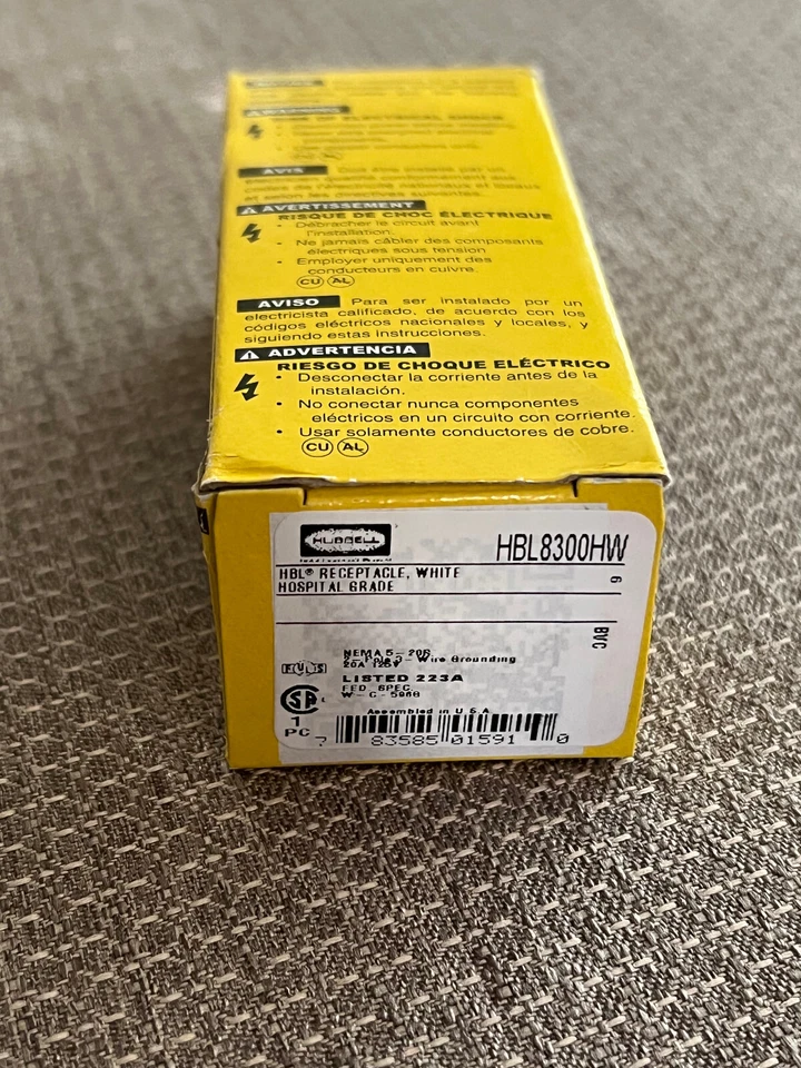 Hubbell Wiring Device-Kellems HBL8300HW DuplexReceptacle, 125V 20A, 5-20R, White - Image 3 of 4