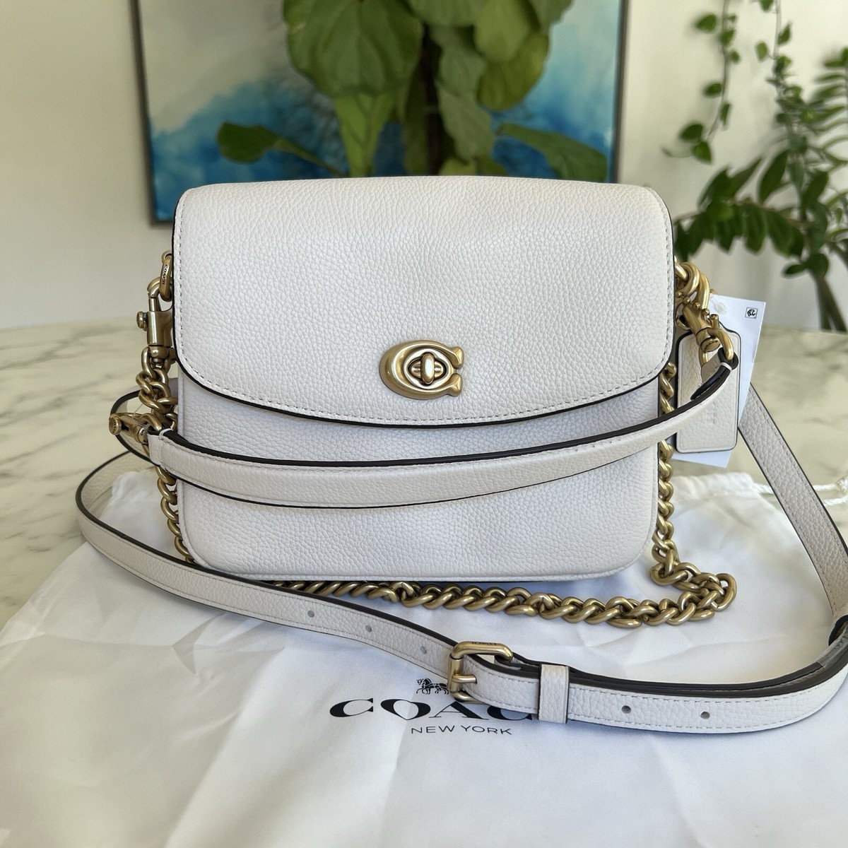 NWT Coach Cassie 19 Shoulder Crossbody Bag Chalk Pebble Leather