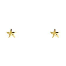 Ioka - 14K Yellow Gold Round Cut CZ Flower Screw Back Stud Earrings