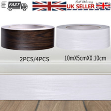 Self-adhesive 10m Roll PVC Skirting Board Molding Trim Baseboard Wall Base UK