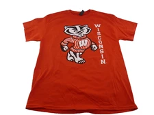 NEW Adult Gildan Wisconsin Badgers Double Sided Cotton T-Shirt-Red