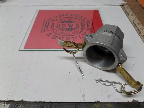 Camlock 1-1/2" Female to 1-1/2" Female Pipe with Brass Handles & Security Clips - Picture 3 of 5