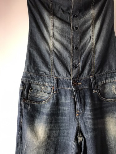 Tuta donna in jeans denim BENETTON | eBay