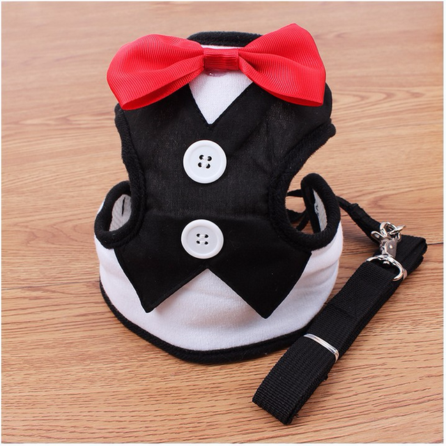 Fashion Small Dogs Harness & Leashes Pets Leads Puppy Vest with Bow Tie