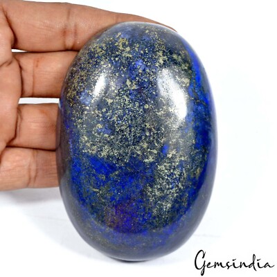 1500 Ct Natural Blue Lapis Lazuli Gold Pyrite Oval Cabochon Earth Mined Huge Gem