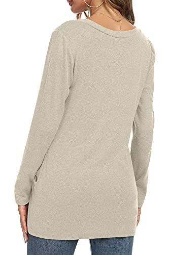 Niloufo langärmelige Damen-T-Shirts niedliche Freizeitblusen Twist Knoten Tunika Tops (Be - Bild 2 von 4