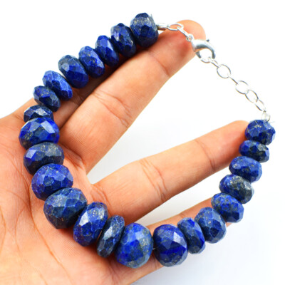 412,00 kt Natürliches 8 Zoll Langes Lapislazuli Rundschliff Perlen Armband NK 33E97