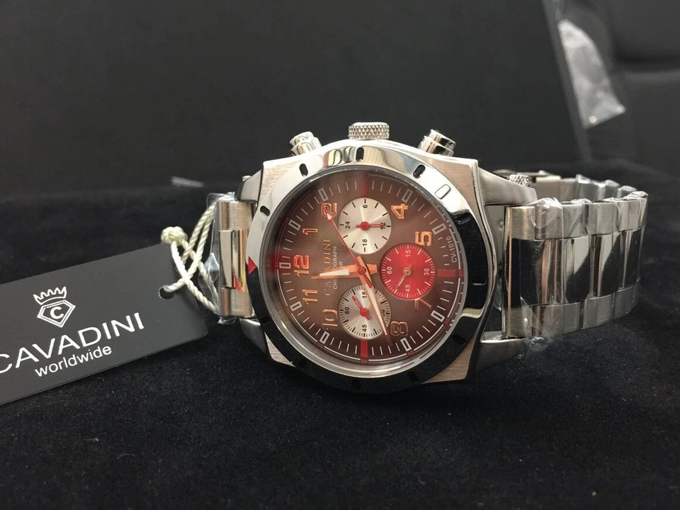 Reloj Cavadini Diseñador Cronógrafo Timor Acero Inoxidable CV-1010 Marrón Tabaco Foto 3 de 4