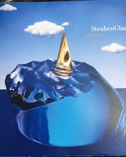 NEW in BOX & BASE STEUBEN JOURNEY SAILBOAT Crystal Artist Signed RARE SCULPTURE