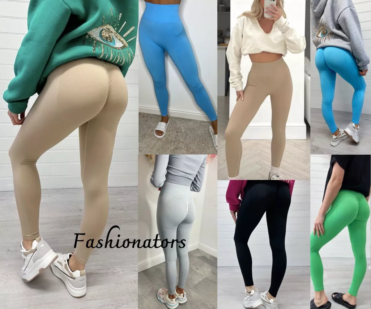 Womens High Waist Scrunch Bum Stretch Active Gym Leggings Ladies Jogging  Bottoms