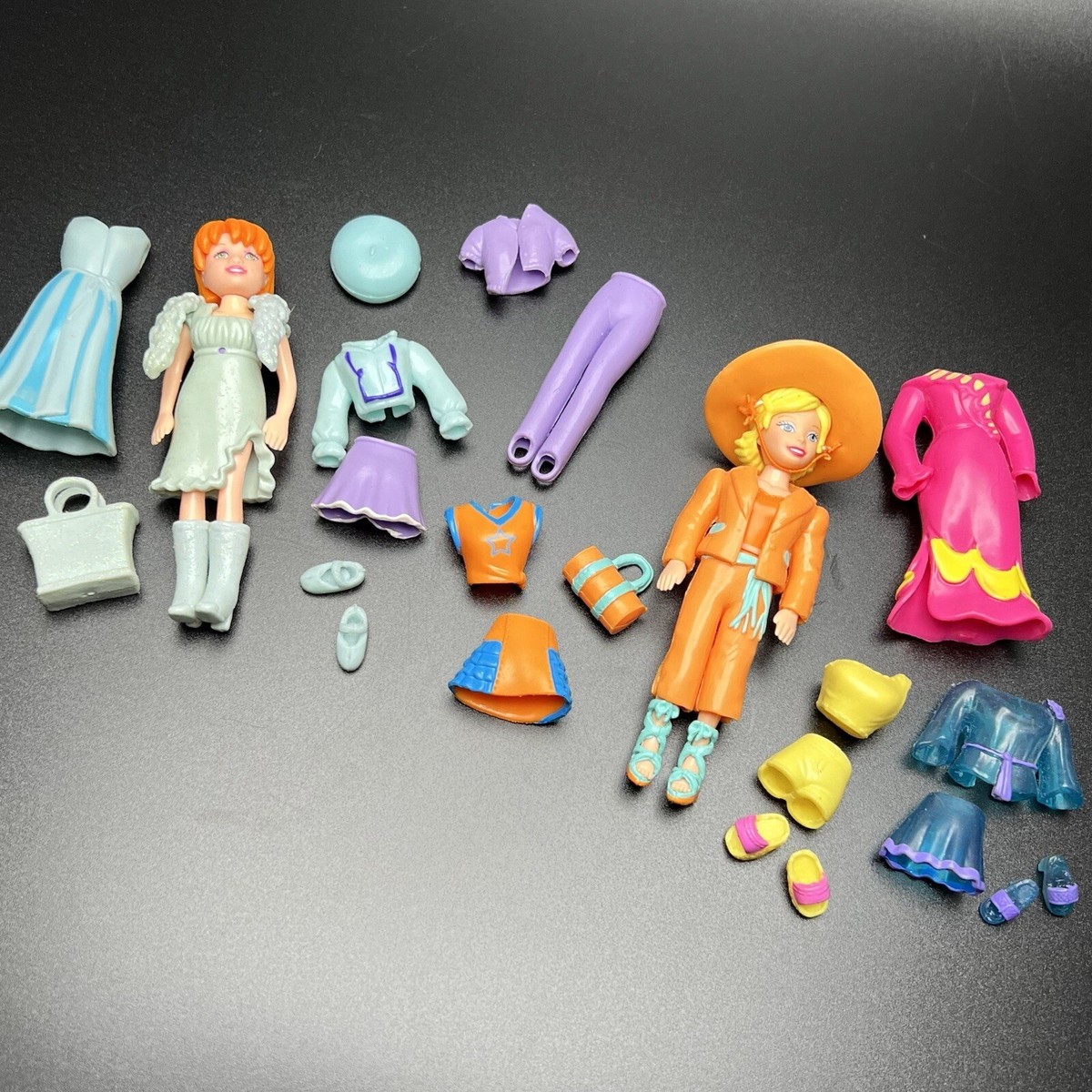 2000s Mattel Polly Pocket Lot Two Dolls, Clothing Accessories