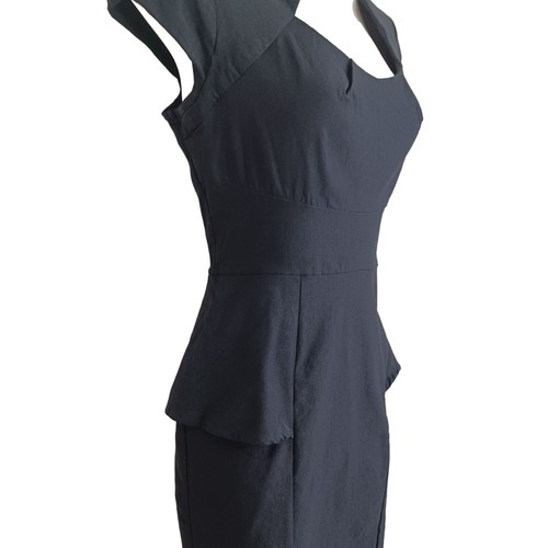 Vestido Mystic Junior Peplum Estilo Lápiz Talla L Color Negro Manga Gorra Cremallera - Imagen 14 de 19